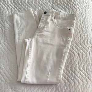 Articles Of Society Carly Crop Distressed Skinny Jeans In Cannes White Raw Hem